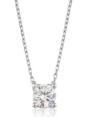 Tuncel Store 925 Ayar Gümüş Tek Taş Kadın Gümüş Kolye PT2610396 (945)