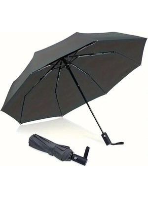 Normadia 8 Telli Otomatik Siyah Şemsiye 28CM, Rüzgar Dayanıklı, Düğme Açma Kapama