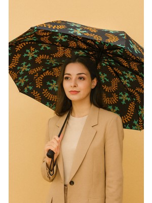 Normadia Fiber Tel Kılıflı, Desenli, Otomatik, Şık ve Kaliteli Kadın Şemsiye