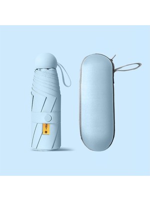 Normadia Mini Cepboy Kapsüllü Şemsiye, 6 Tellilik, Açık Mavi, Kompakt ve Şık