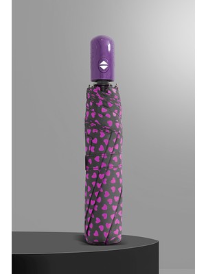 Normadia Renkli 8 Tellili Kalp Desenli Otomatik Şemsiye, Şıklık ve Koruma