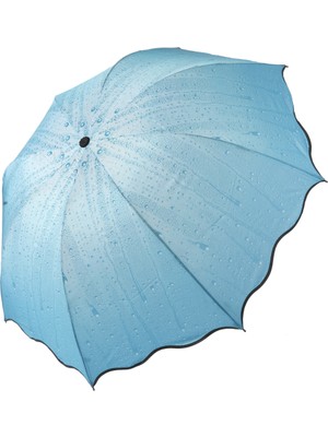 Mavi Damla Desenli Açılır Yarasa Şemsiye, Şık ve Hafif Tasarım