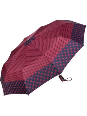 Mini Lacivert ve Bordo Puantiyeli Kadın Şemsiye