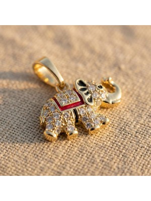 Zeino Fil Kolye Ucu, Zirkon - 14K Altın Rengi Kaplama, 1,2 cm