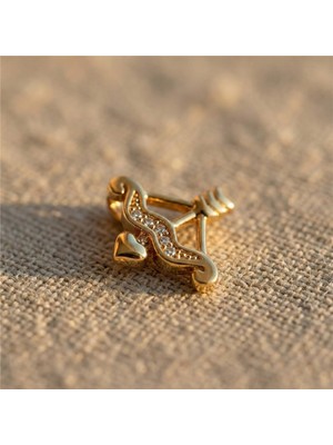 Zeino Aşk Oku Taşlı Kolye Ucu - 14K Altın Rengi Kaplama, 1,2 cm