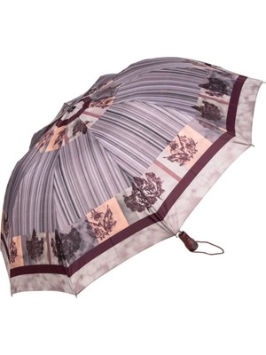 Normadia Şemsiye Desenli Mor Kadın 10 Telli, Şık ve Hafif Tasarım