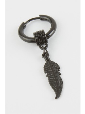 Zero Land Storozal Yaprak Erkek Çelik Küpe-Siyah