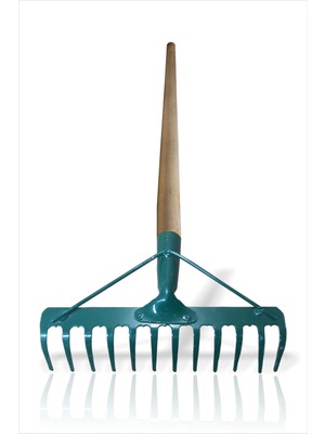 M3 Decorium Bahçe Tarla Toprak Ekim Içinprofesyonel Uzun 150 cm Ahşap Saplı 12 Dişli Hafif Dengeli Çelik Tırmık