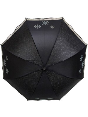 Normadia Şık Siyah Kadın Şemsiye, Noktalı Taş Detaylı, Zarif ve Hafif Tasarım