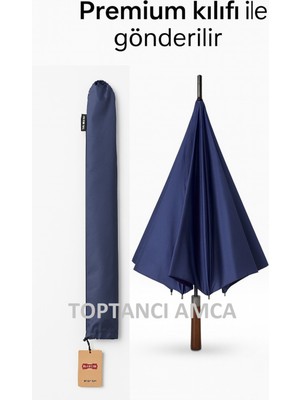 Normadia Rüzgar Dayanıklı 8 Telli Çelik Gövde Ahşap Saplı Şemsiye