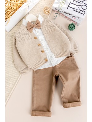 Babymod Triko Hırkalı 4 Parça Şık Erkek Bebek-Çocuk Takım Set