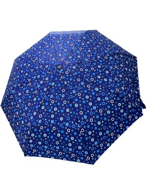 Normadia Mavi Kabarcık Desenli Manuel Şemsiye, Şık ve Hafif Koruma Aksesuarı
