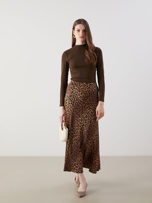 Lc Waikiki Yeni Sezon Leopar Desenli Saten Kadın Etek