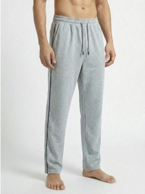 Veleno Erkek Gri Baggy Yandan Biyeli Oversize Relaxed 4 Mevsim Eşofman Altı Bol Paça 2 Iplik Tam Kalıp