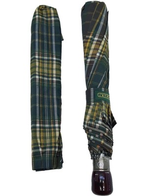 Normadia Otomatik Açılır Bayan Şemsiye, Yeşil Ekose, 40CM Kapalı, 95CM Çap