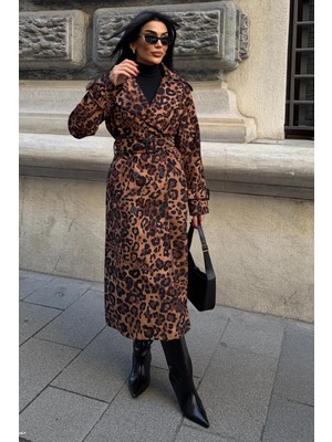 Lijuri Leopar Desenli Kuşaklı Trenç 7137