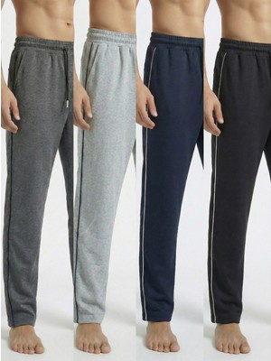 Veleno Erkek 4'lü Baggy Yandan Biyeli Oversize Relaxed 4 Mevsim Eşofman Altı Bol Paça 2 Iplik Tam Kalıp