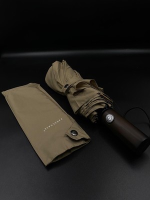 Normadia Tam Otomatik Ahşap Saplı Şemsiye, Çıtçıtlı Kılıfı ile Şık ve Kullanışlı