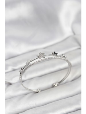 Maarketim Yıldız Model Gümüş Renk Pirinç Kadın Bileklik