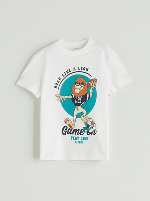 Lc Waikiki Yeni Sezon Bisiklet Yaka Baskılı Erkek Çocuk Tişört