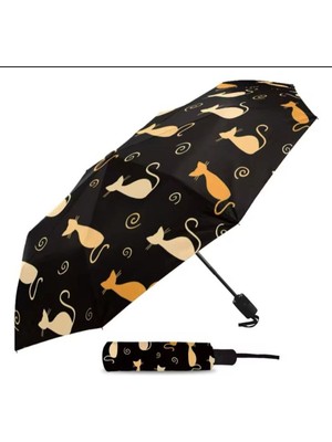 Normadia Altın Kedili Yarasa Şemsiye, Şık ve Dayanıklı Manuel Tasarım