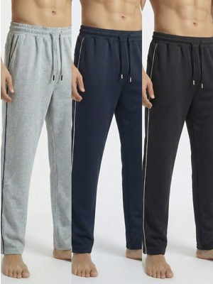 Veleno Erkek 3'lü Baggy Yandan Biyeli Oversize Relaxed 4 Mevsim Eşofman Altı Bol Paça 2 Iplik Tam Kalıp