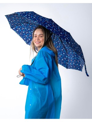 Normadia Şemsiye Mavi Boncuk Desenli Tam Otomatik, Rüzgara Dayanıklı Kadın Modeli