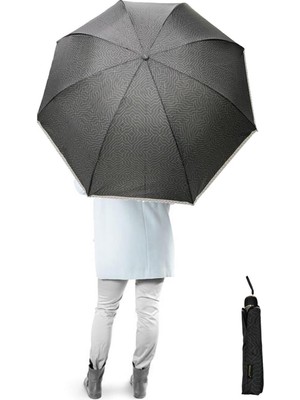 Normadia Modern Çizgi Desenli 8 Telli Rüzgar Dayanıklı Manuel Şemsiye