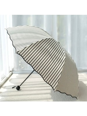 Normadia Dört Mevsim Kullanımlı UPF50+ Koruyucu Ruffled Çizgili Şemsiye