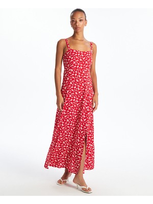 Lc Waikiki Yeni Sezon Kare Yaka Çiçekli Askılı Elbise