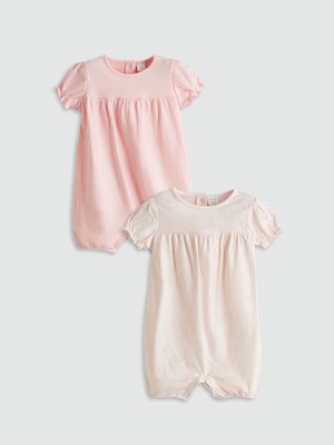 Lc Waikiki Yeni Sezon Bisiklet Yaka Kız Bebek Penye Tulum 2'li