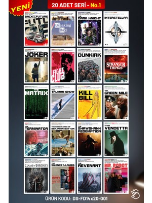 Destina Studio Destinastudio Yabancı Film, Dizi Künye Posterleri Yeni Seri No.1 - 20 Adet - 14X20CM - Pvc Kaplamalı, Yapıştırıcısı Pakete Dahildir.