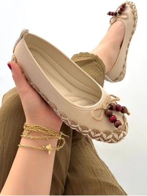 OEY Fashions Ilwe Bej Cilt Babet Ayakkabı