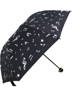 Normadia Siyah Müzik Notalı Kadın Şemsiye, Şık ve Kullanışlı Tasarım