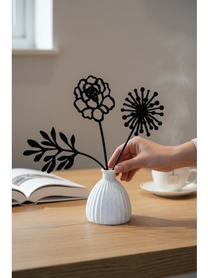 Ecolia Store Dekoratif Mini Vazo Seti & Siyah 3'lü Çiçek Obje | Masa Üstü & Raf Dekoru