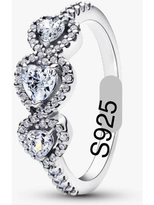 Hector Co Jewellery S925 Üçlü Kalp Hale Yüzük