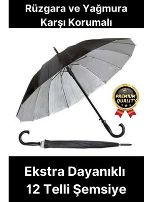 Normadia Sağlam Siyah Fiber 12 Telli Bronz Gövdeli Şemsiye 55CM