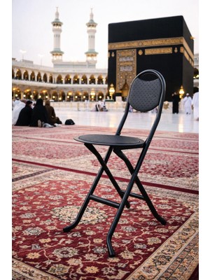 Şık Katlanabilir Metal Sandalye, Siyah, Rahat ve Hafif Tasarım