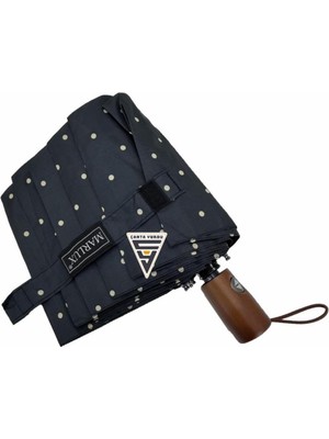 Normadia Renkli Ahşap Saplı Tam Otomatik Puantiyeli Şemsiye