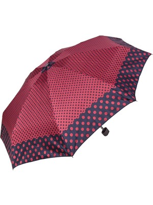 Normadia Mini Lacivert ve Kırmızı Puantiyeli Kadın Şemsiye A-203