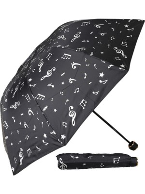 Normadia Müzik Notalı Siyah Şemsiye, Fiber Gövdeli, Şık ve Dayanıklı Tasarım