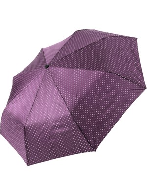 Normadia Mor Beyaz Puantiyeli Rüzgar Dayanıklı Otomatik Tam Şemsiye