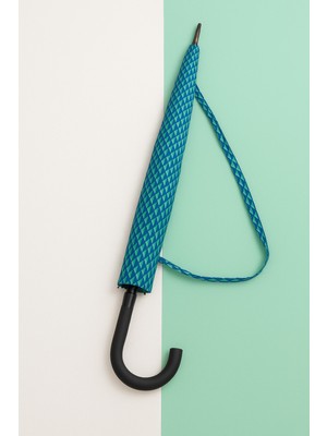 Normadia Yeşil Desenli Kırılmaz Kauçuk Bastonlu Rüzgar Dayanıklı 12 Telli Şemsiye