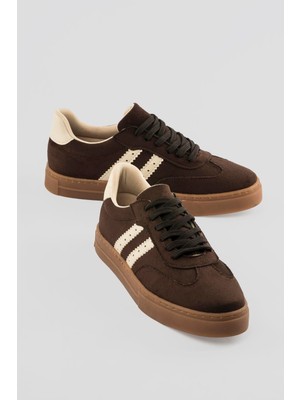 Mubiano Kadın Süet Sneaker Bağcıklı Spor Ayakkabı Leron Kahverengi