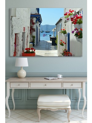 Morfil Sanat Atölyesi Bodrum Taşevler Deniz Manzara Doğa Kanvas Tablo (6 Farklı Ölçü)