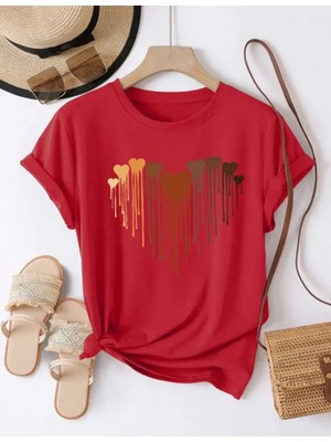 Punix Punıx Büyük Beden Özel Seri Kalbin Renkleri Baskılı %100 Pamuk Oversize Modern Battal Kadın T-Shırt