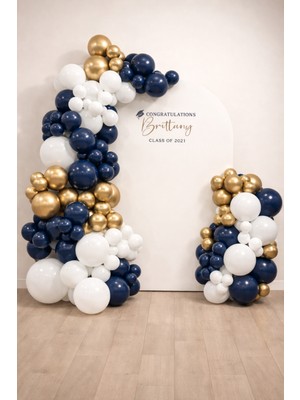 Balonsan Balon Seti 90 Adet ( Gece Mavisi-Krom Altın-Beyaz )