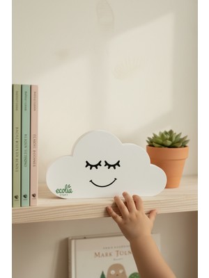 Ecolia Store Gülümseyen Bulut Dekoratif Obje – Çocuk & Bebek Odası Için Sevimli Raf Süsü