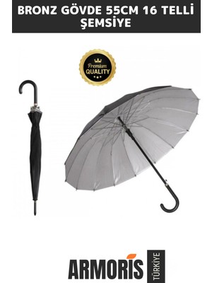 Normadia Rüzgar Koruyucu Fiber 16 Telli Otomatik Şemsiye 55CM
