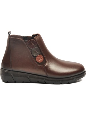 Ayk's Kahve Hakiki Deri Kadın Bot Z406 Z